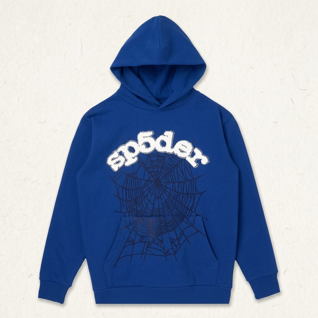 Sp5der Rhinestone Hoodie Dark Blue