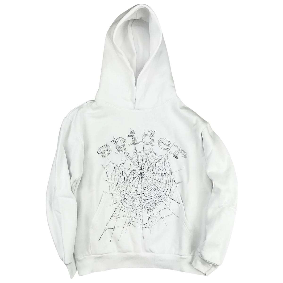 Sp5der Rhinestone Logo Hoodie 'White'