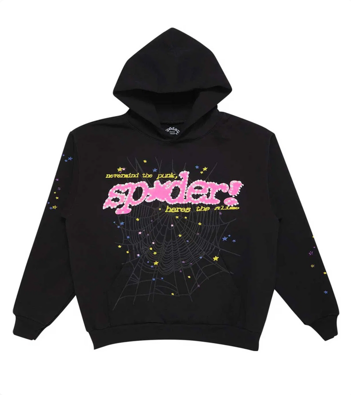 Sp5der P*nk Hoodie V2 Black